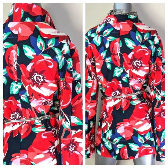 Vibrate Bold Oversized Dark Floral "Simply Emma" Office Professional Chic Blazer - Picture 14 of 14